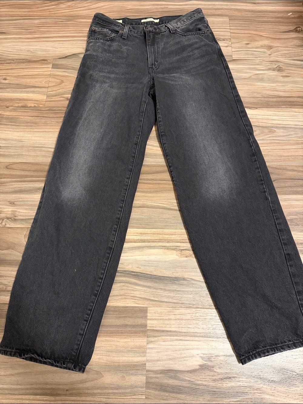 Levi's Premium Baggy Dad Jeans Women's Size 27 Black Wash Denim Y2K Wide Leg